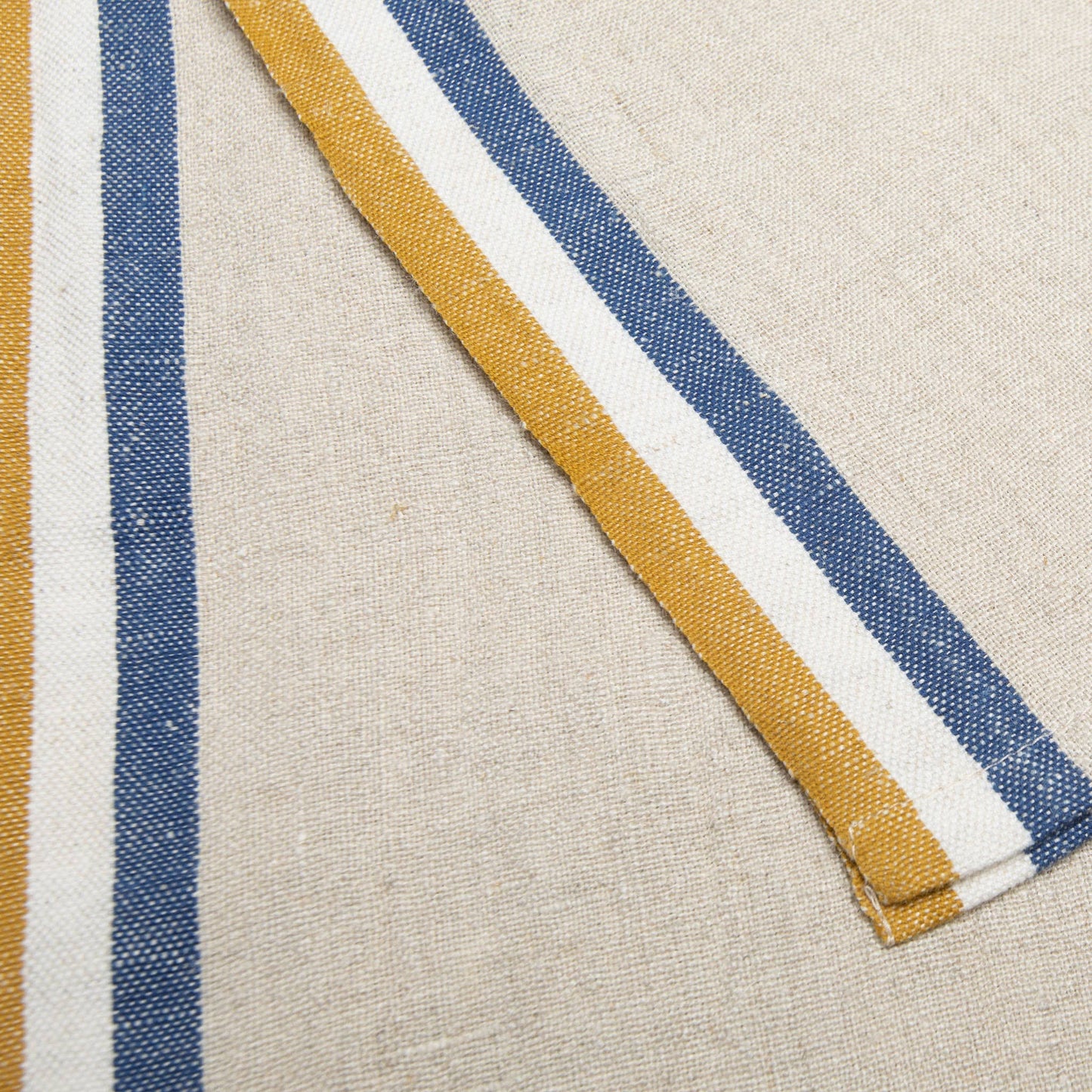 Normandy Linen Tea Towel Set — Mustard & Blue