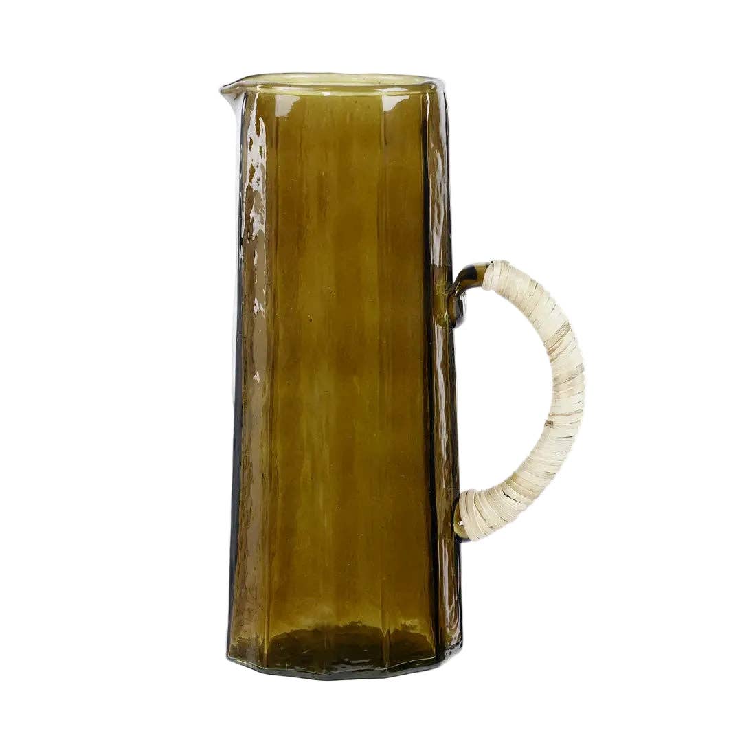 Hammered Glass Pitcher & Tumbler Set — Amber