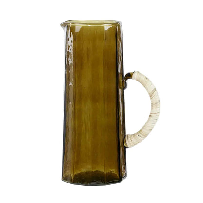 Hammered Glass Pitcher & Tumbler Set — Amber