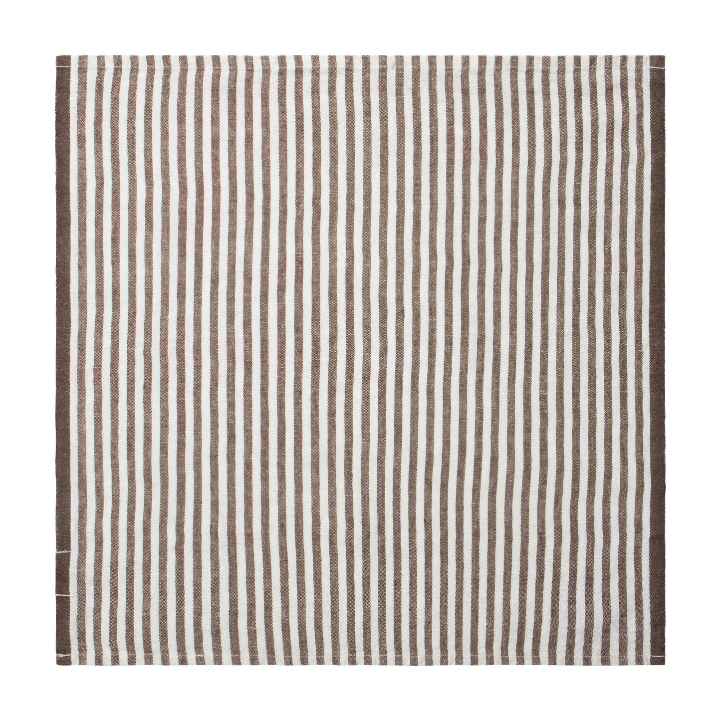 Ticking Stripe Linen Napkin Set — Walnut