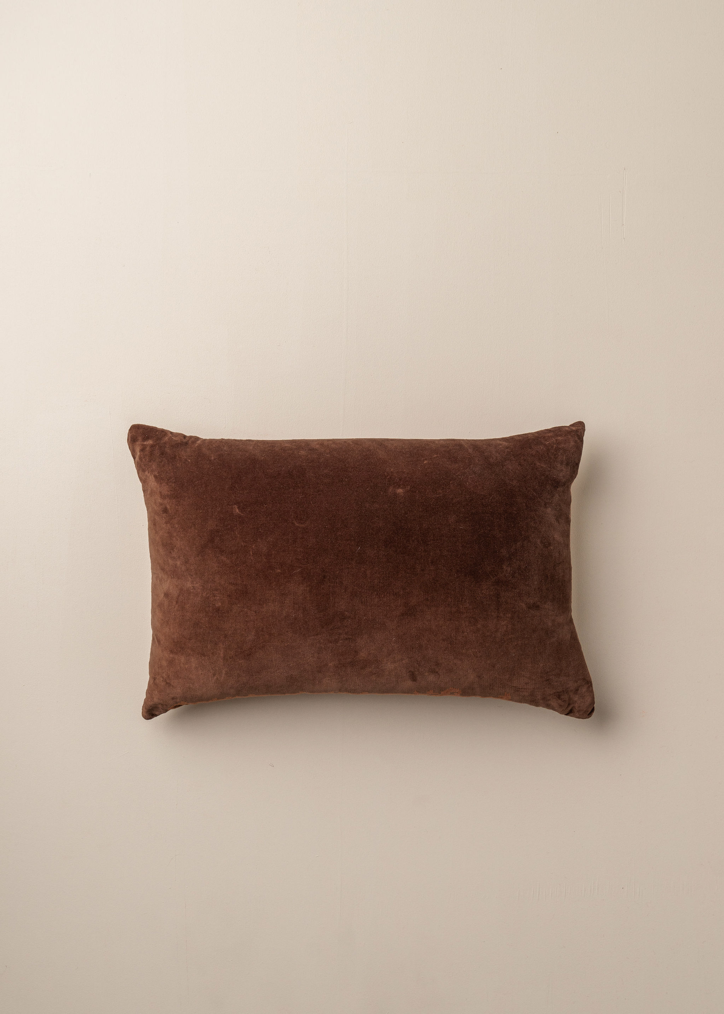 Linen & Velvet Lumbar Pillow Cover — Chocolate