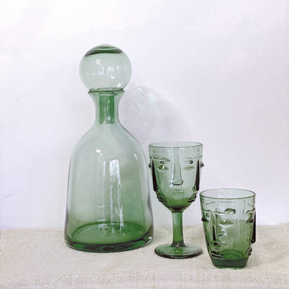 Sculpted Face Tumbler — Green