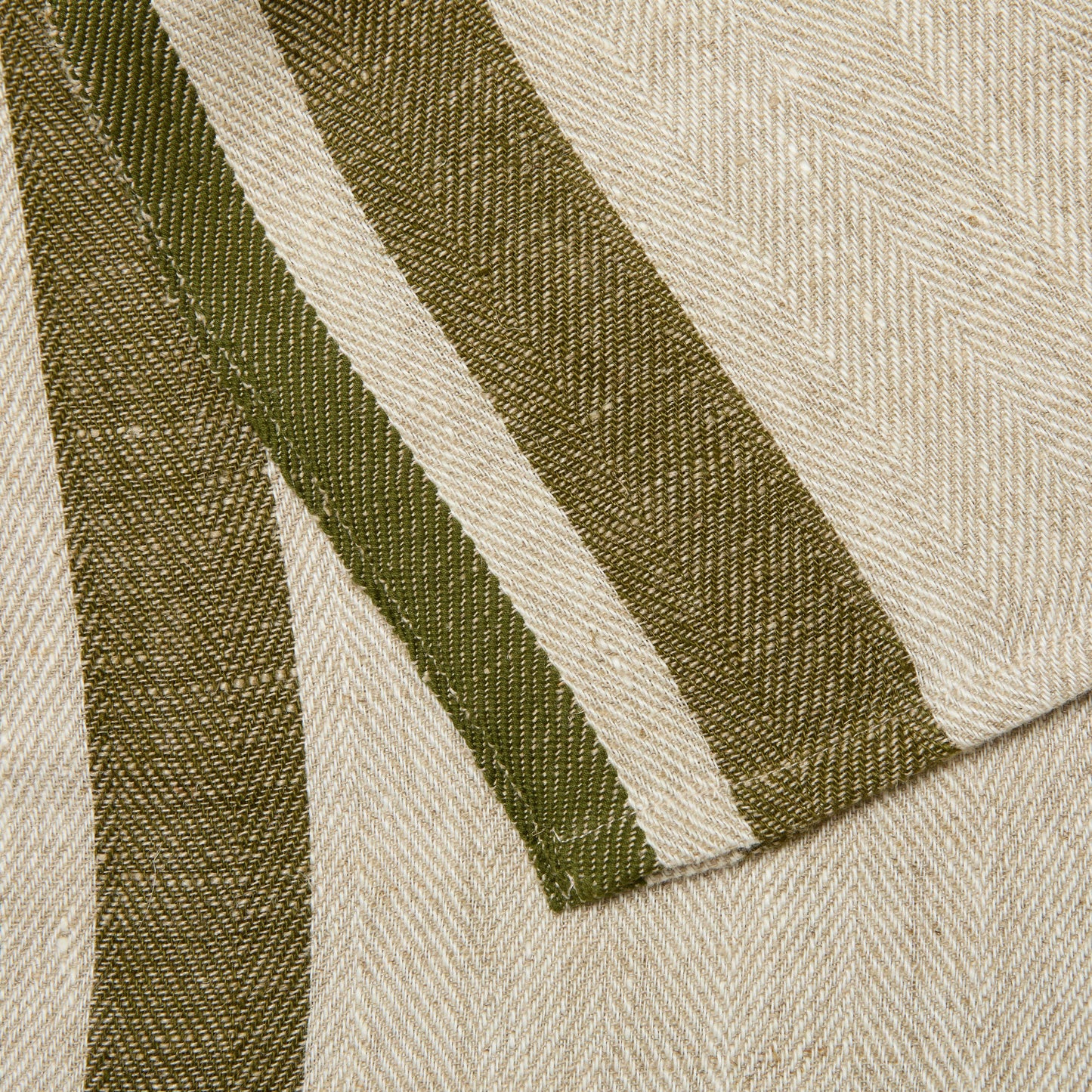 Gordes Linen Tea Towel Set — Natural & Olive