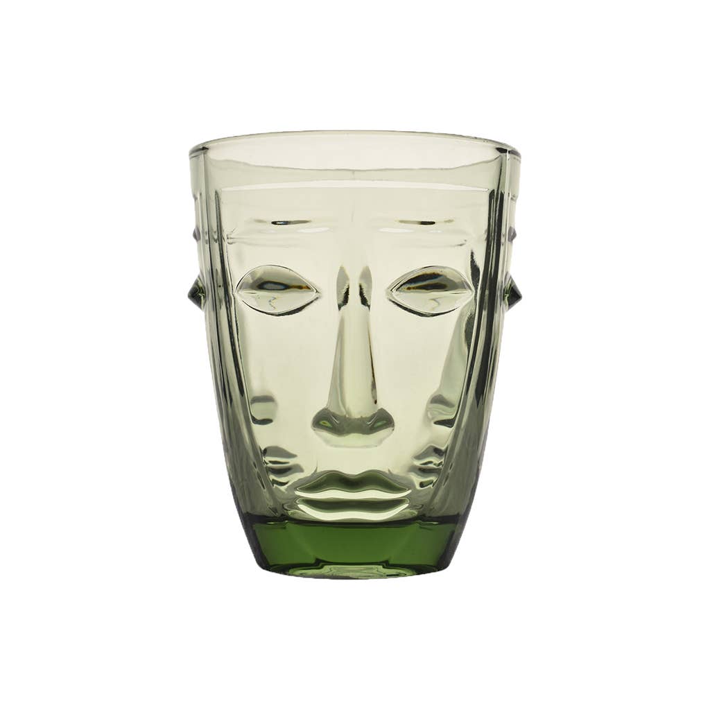Sculpted Face Tumbler — Green