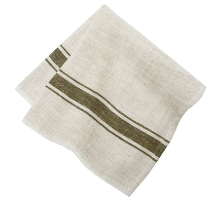 Marseille Linen Napkin Set — Olive & Natural