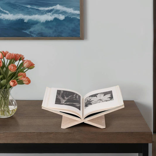 Travertine Decorative Bookstand - Beige, 18 in.