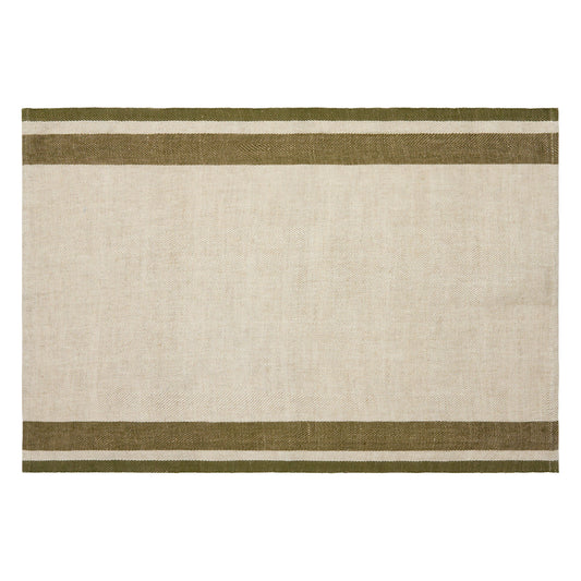 Gordes Linen Tea Towel Set — Natural & Olive