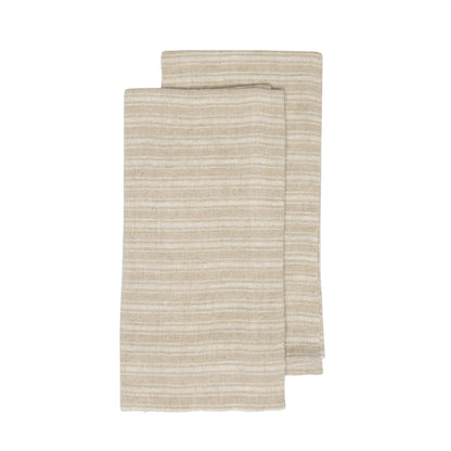 Boat Stripe Linen Tea Towel Set — Natural & White