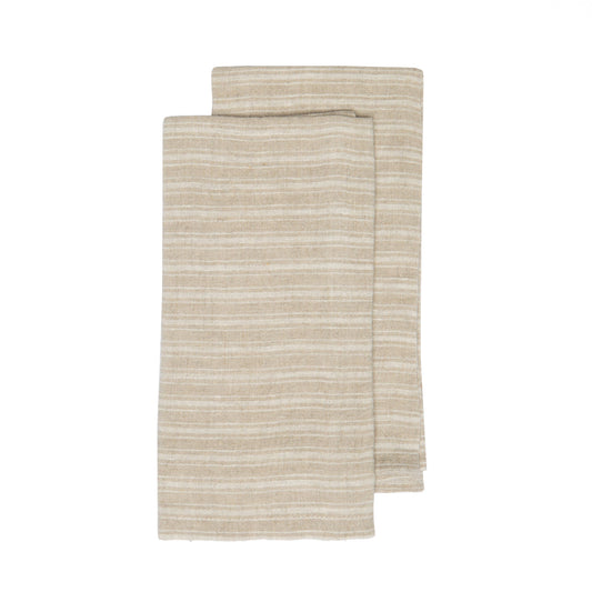 Boat Stripe Linen Tea Towel Set — Natural & White