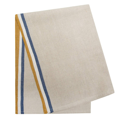 Normandy Linen Tea Towel Set — Mustard & Blue
