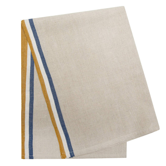 Normandy Linen Tea Towel Set — Mustard & Blue