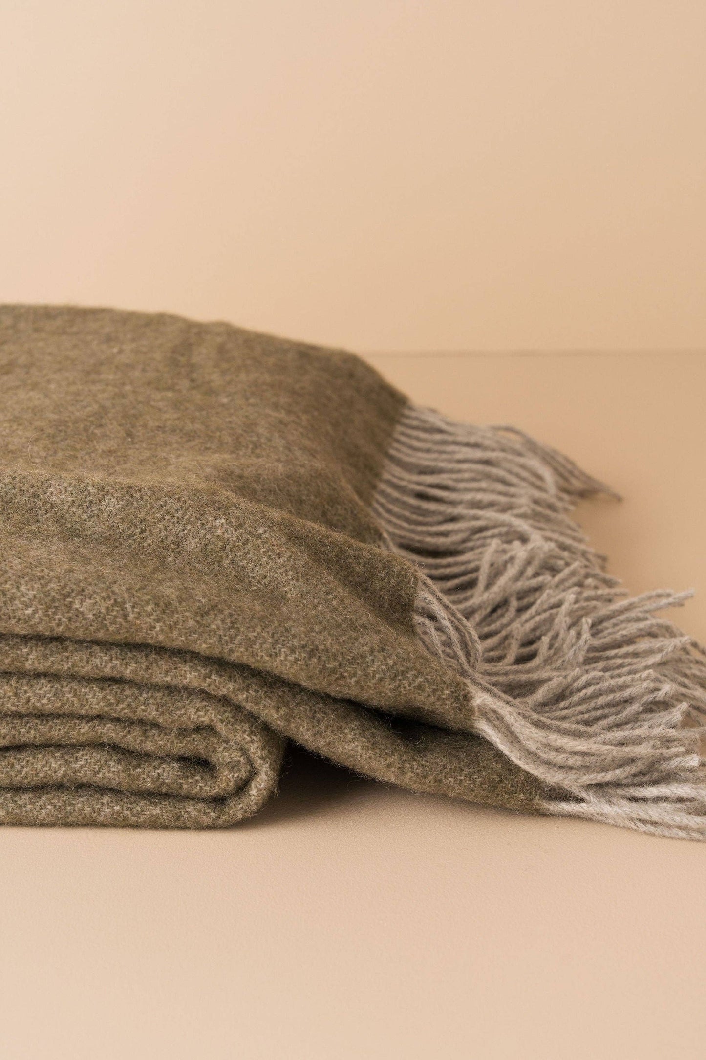 Reversible Merino Wool Throw — Olive & Grey