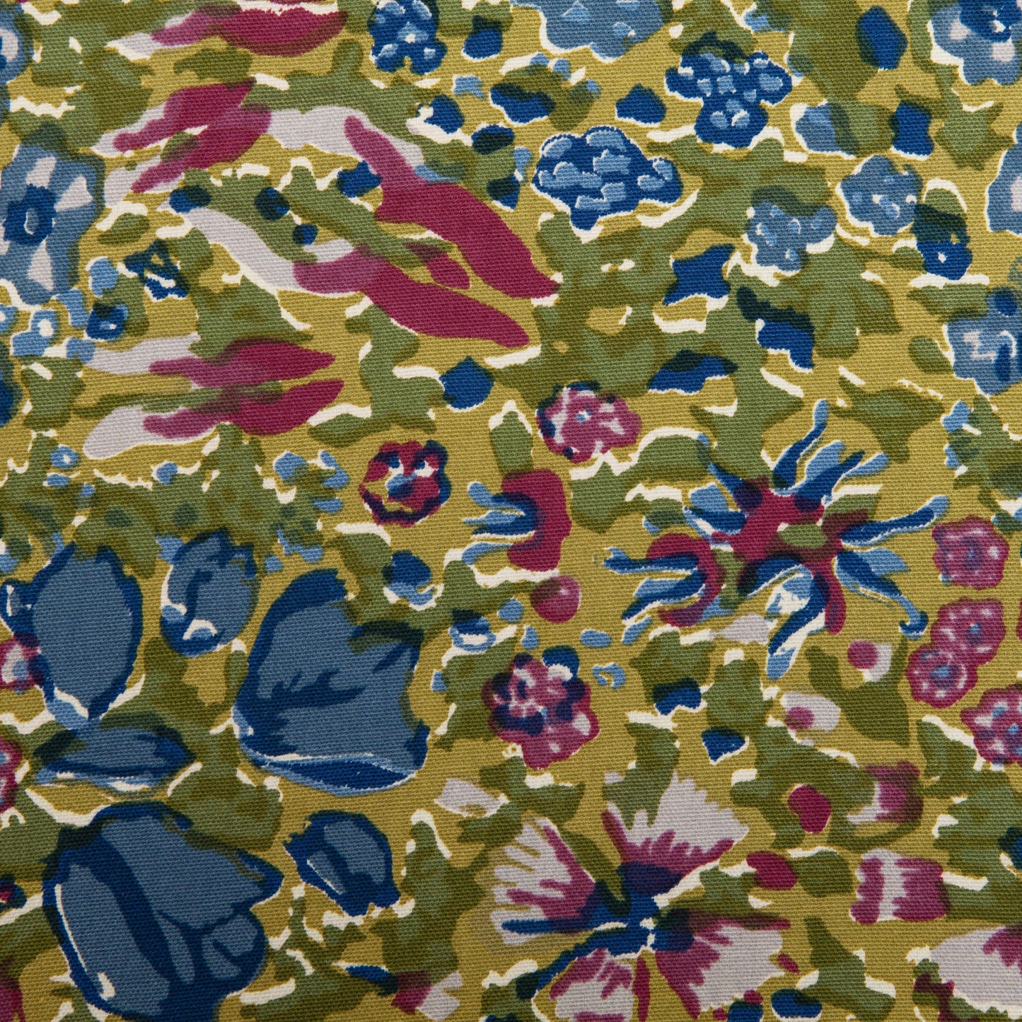 Jardin Hand-Printed Linen Table Runner — Blue & Green
