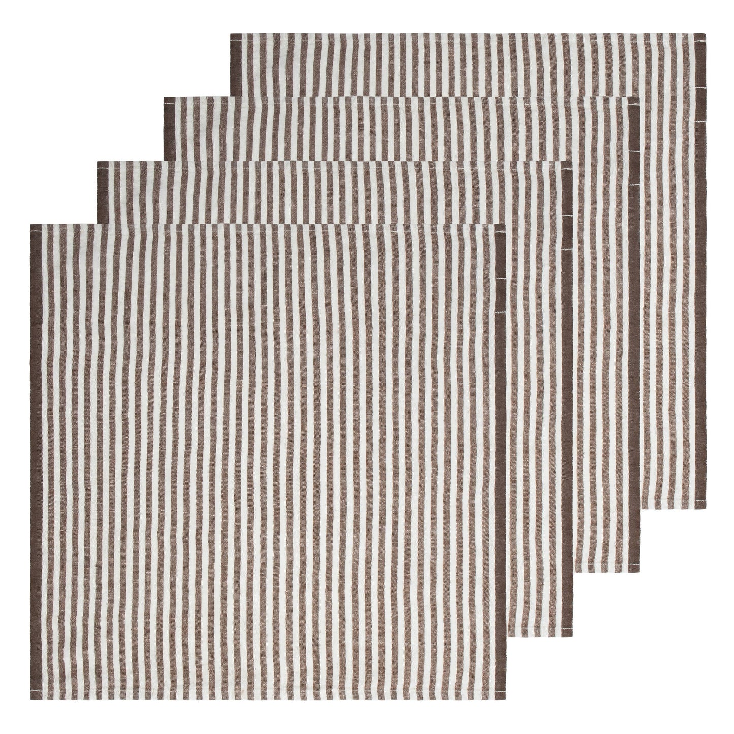 Ticking Stripe Linen Napkin Set — Walnut