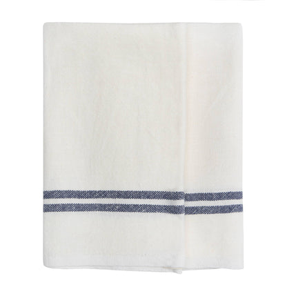 Vintage Stripe Linen Tea Towel Set — Ivory & Navy