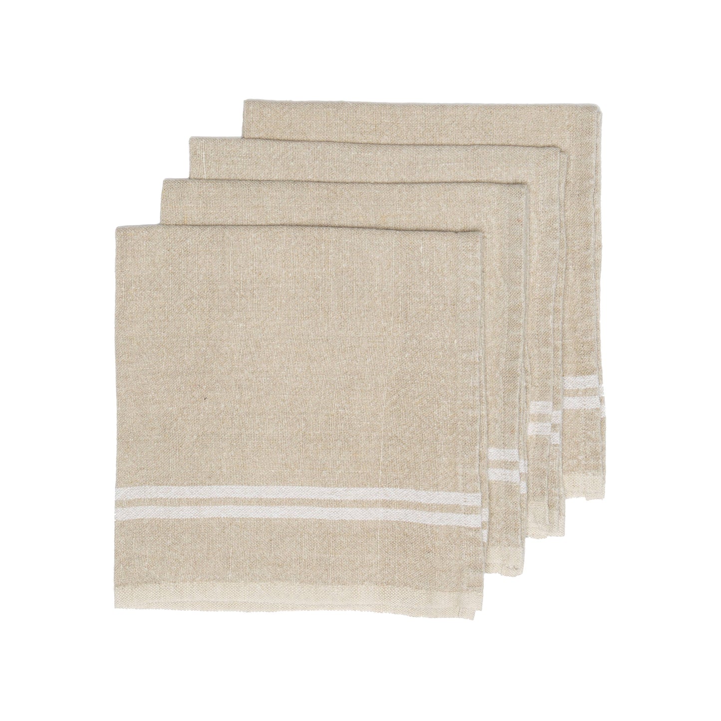 Vintage Stripe Linen Napkin Set — Natural & Ivory