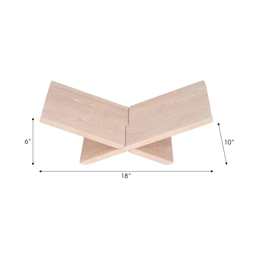 Travertine Decorative Bookstand - Beige, 18 in.