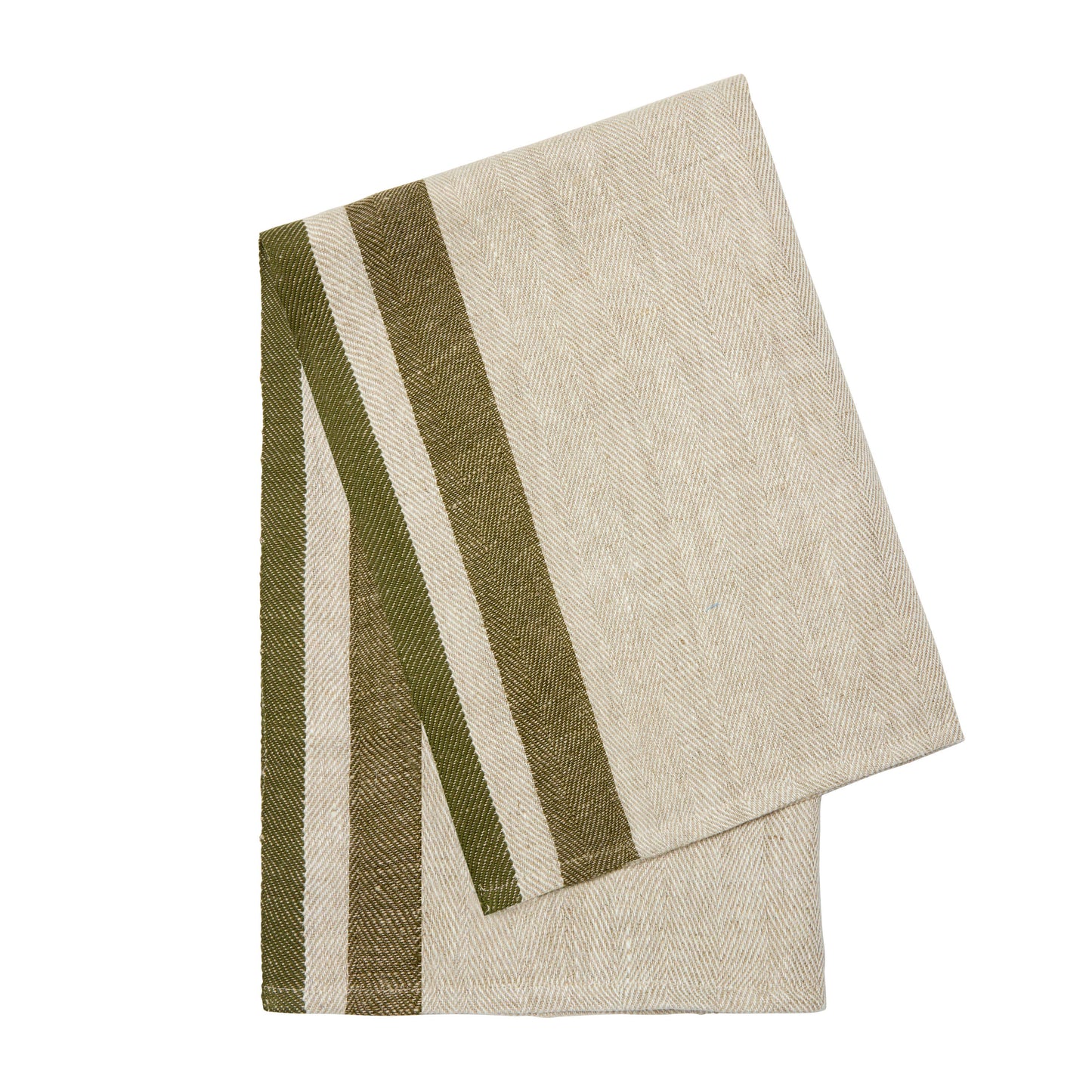 Gordes Linen Tea Towel Set — Natural & Olive