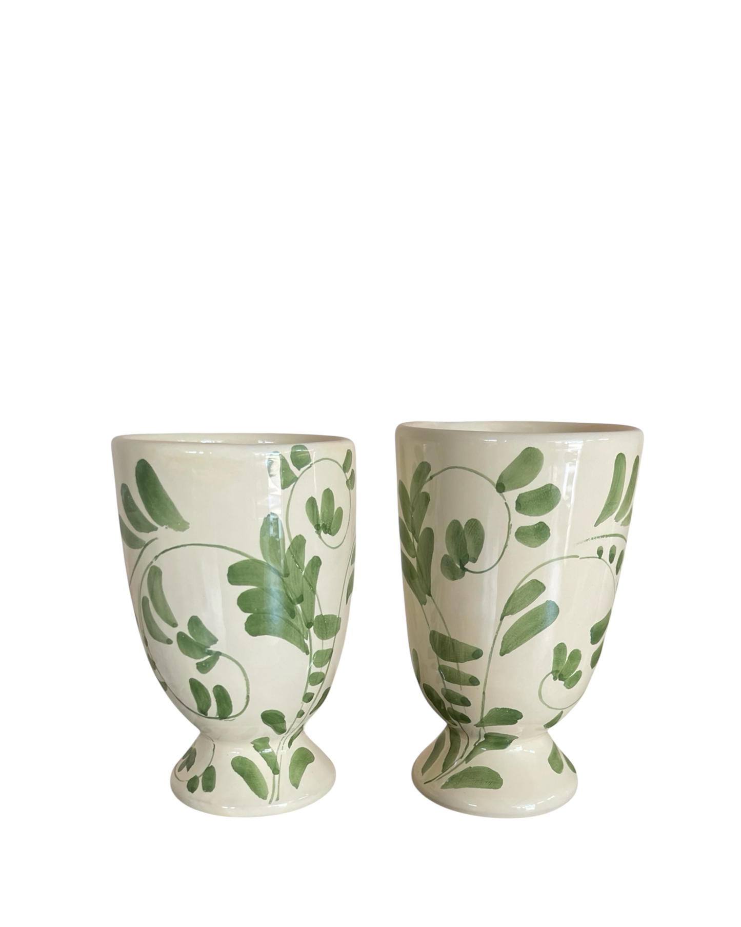 Vine Footed Cup Set — Green