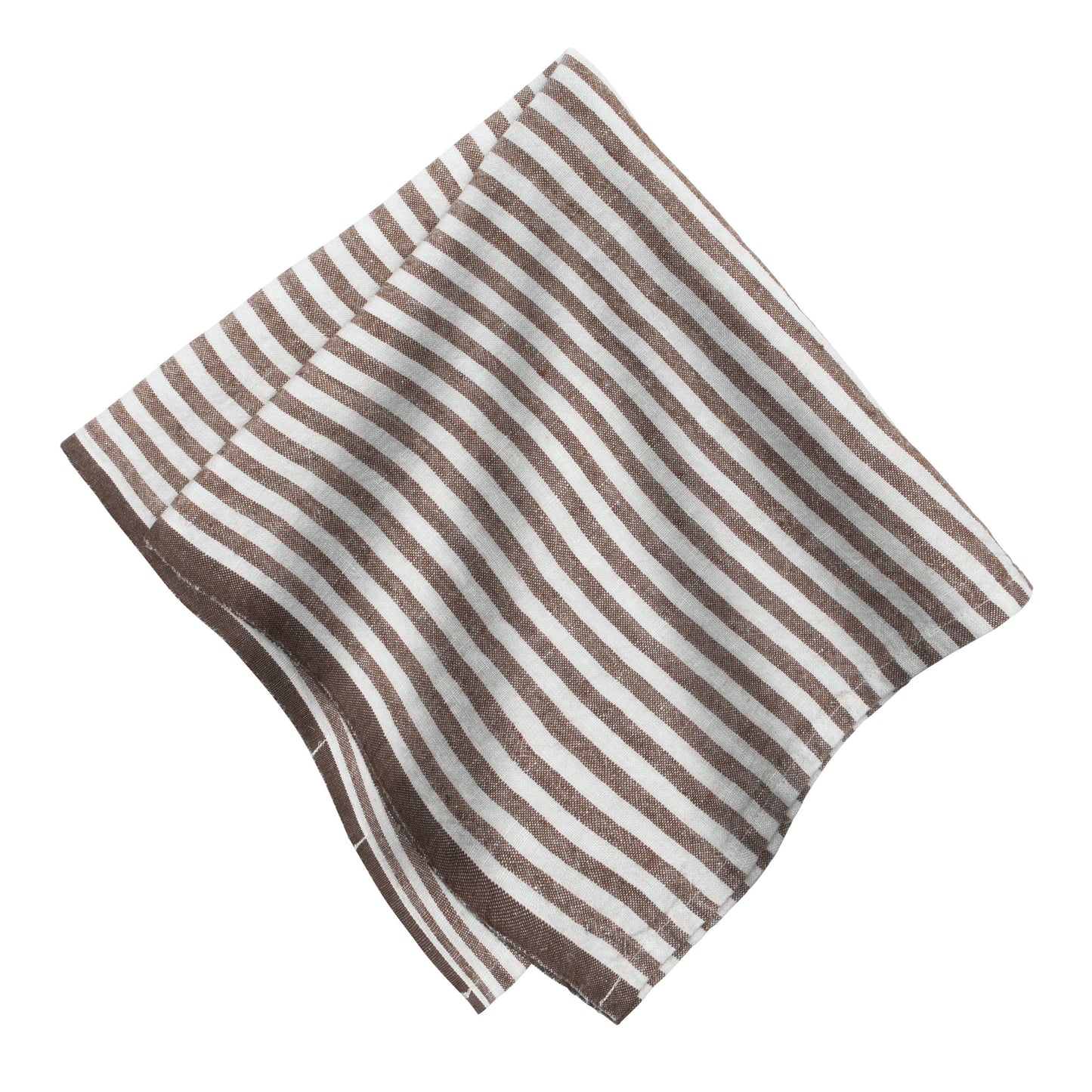 Ticking Stripe Linen Napkin Set — Walnut