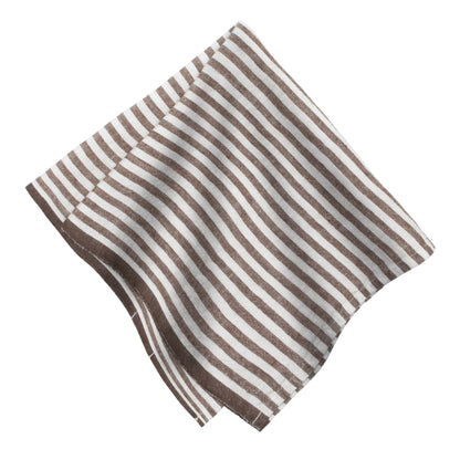 Ticking Stripe Linen Napkin Set — Walnut