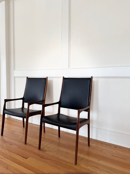 Pair of Rosewood High-Back Chairs by Johannes Andersen, Denmark, 1960