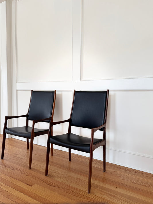 Pair of Rosewood High-Back Chairs by Johannes Andersen, Denmark, 1960