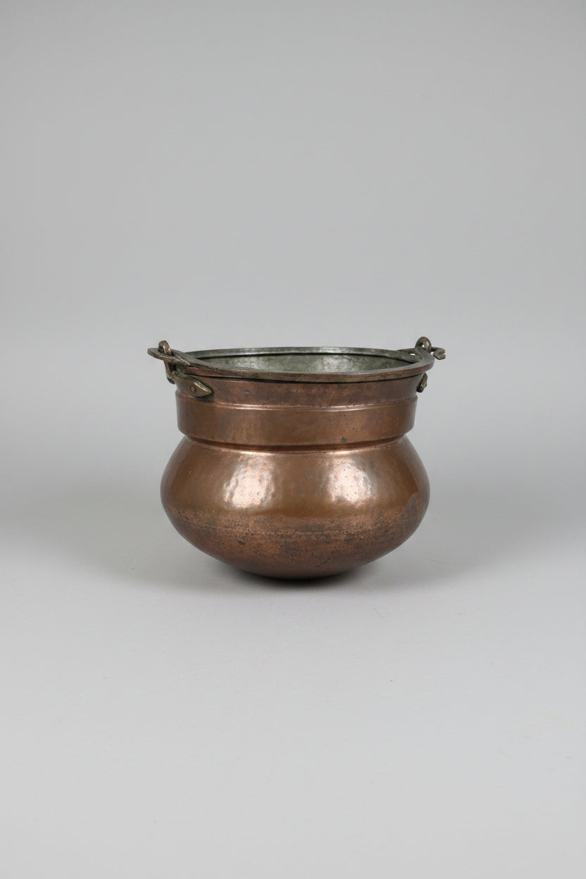 19th Century Antique Hand-Hammered Copper Cauldron Pot