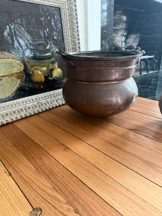 19th Century Antique Hand-Hammered Copper Cauldron Pot