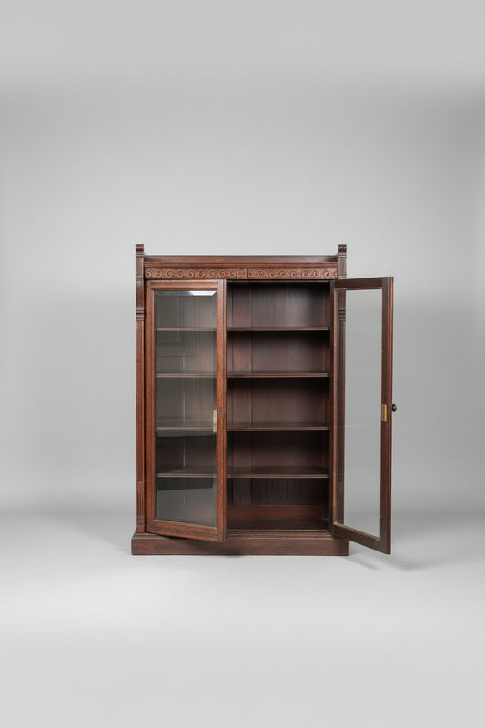 Matched Pair of Early 20th Century Oak Vitrines