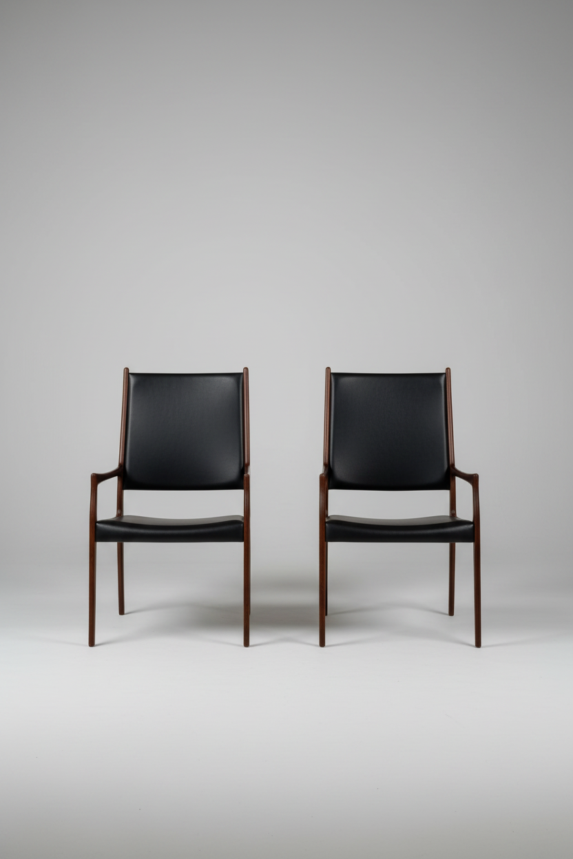 Pair of Rosewood High-Back Chairs by Johannes Andersen, Denmark, 1960