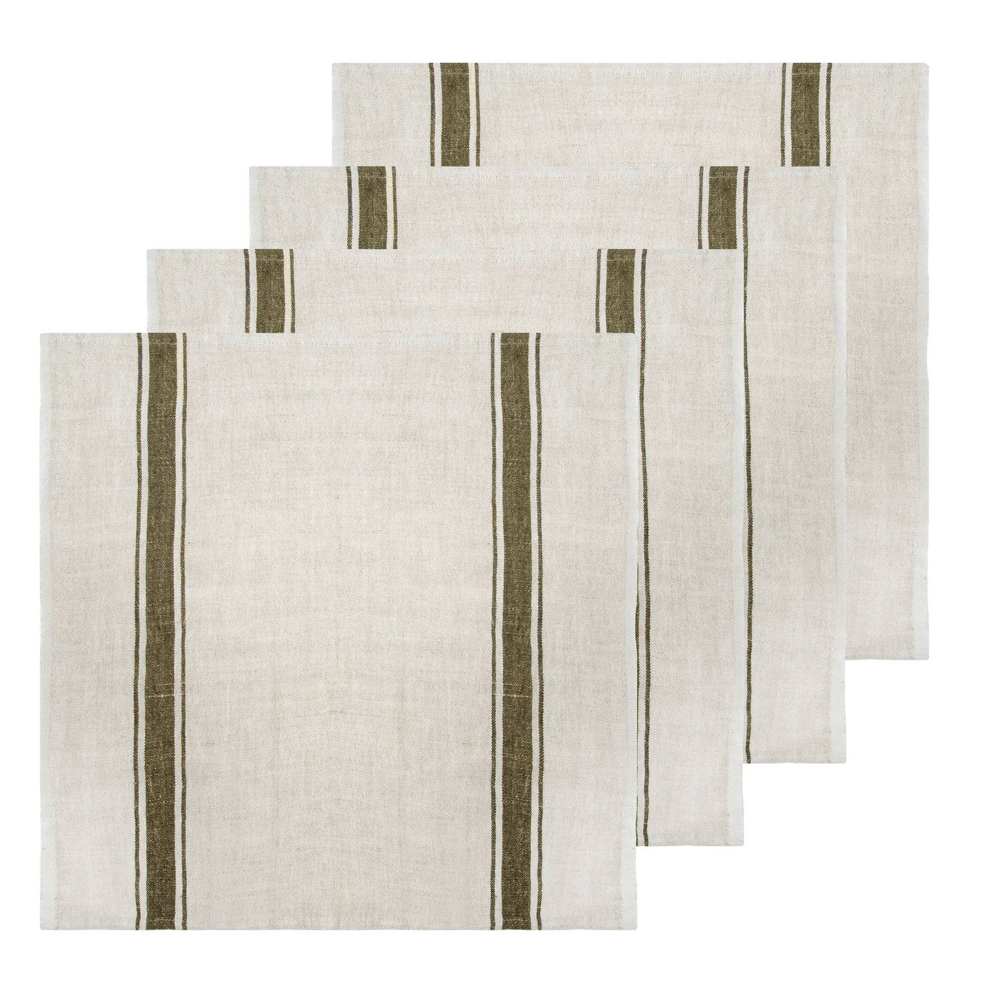 Marseille Linen Napkin Set — Olive & Natural