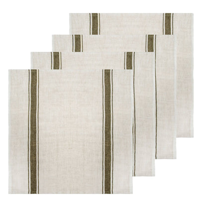Marseille Linen Napkin Set — Olive & Natural