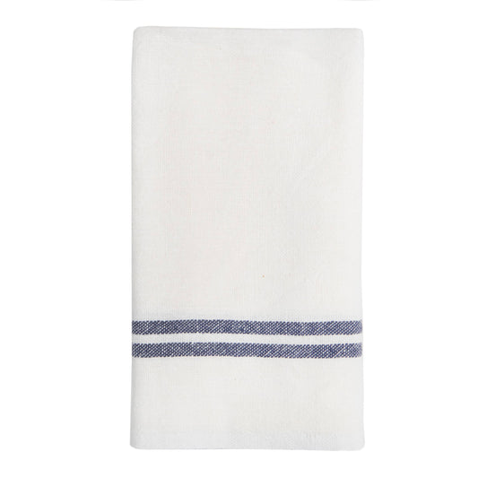 Vintage Stripe Linen Tea Towel Set — Ivory & Navy