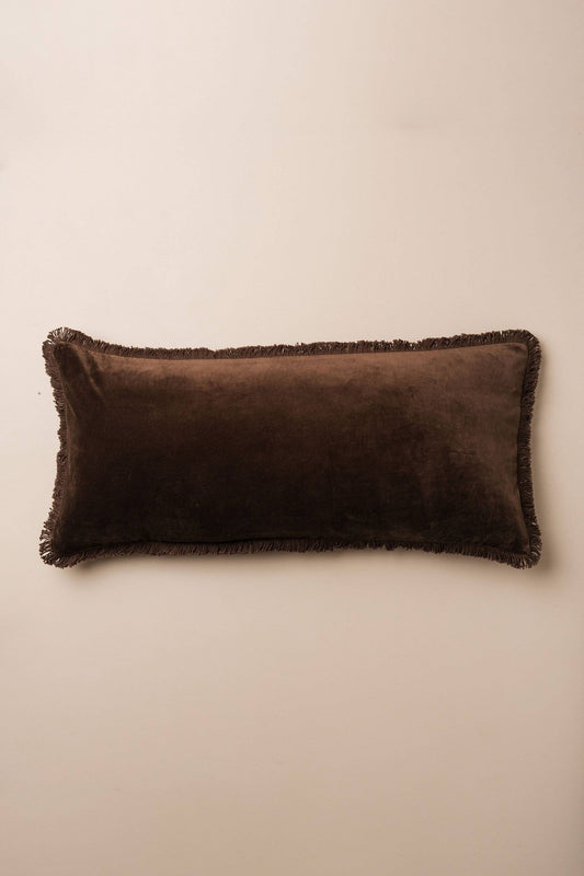 Linen & Velvet Body Pillow Cover — Chocolate