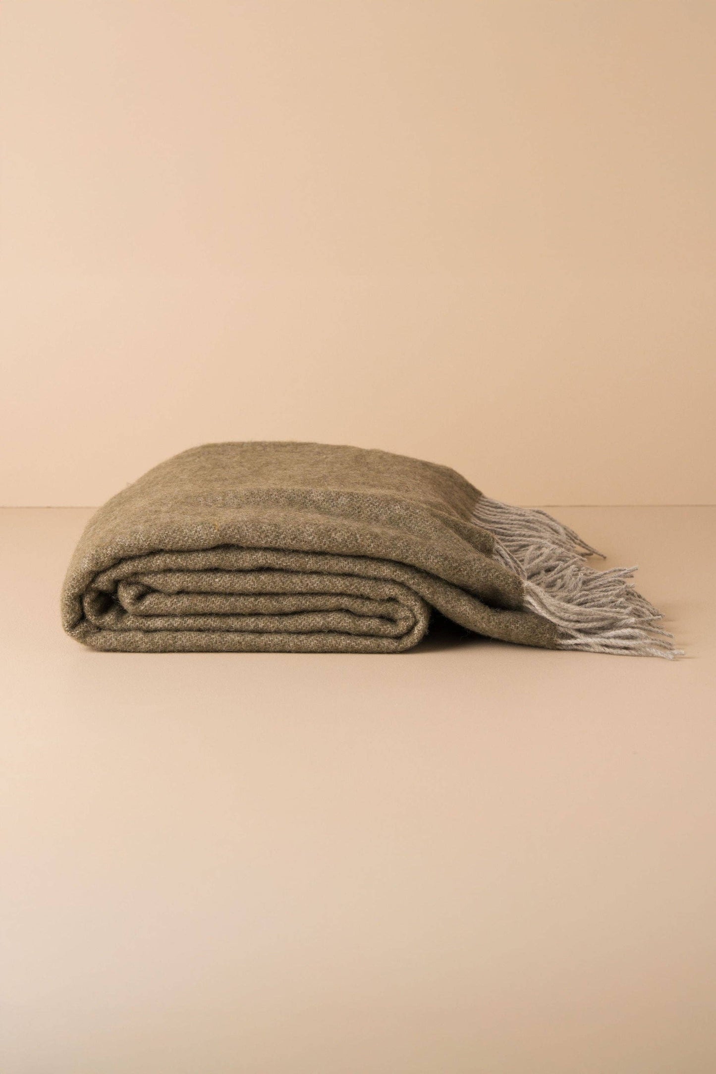 Reversible Merino Wool Throw — Olive & Grey