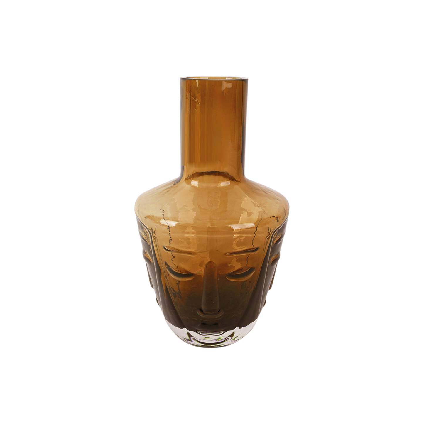 Sculpted Face Carafe — Amber
