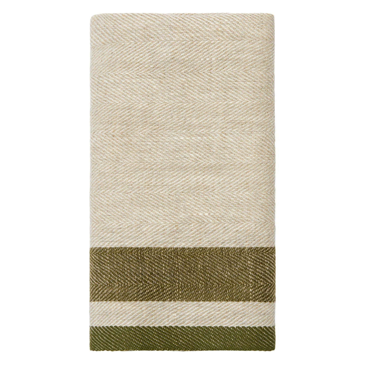 Gordes Linen Tea Towel Set — Natural & Olive