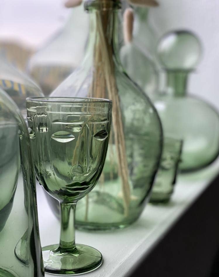 Sculpted Face Tumbler — Green