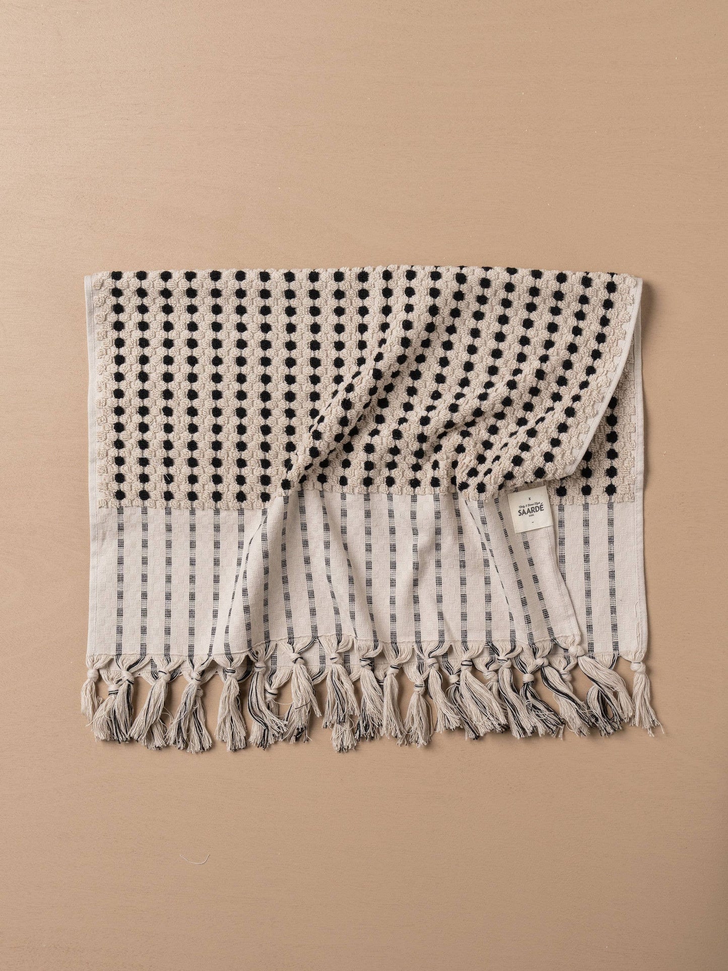 Chickpea Hand-Loomed Towel — Stone & Black