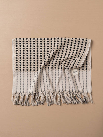 Chickpea Hand-Loomed Towel — Stone & Black