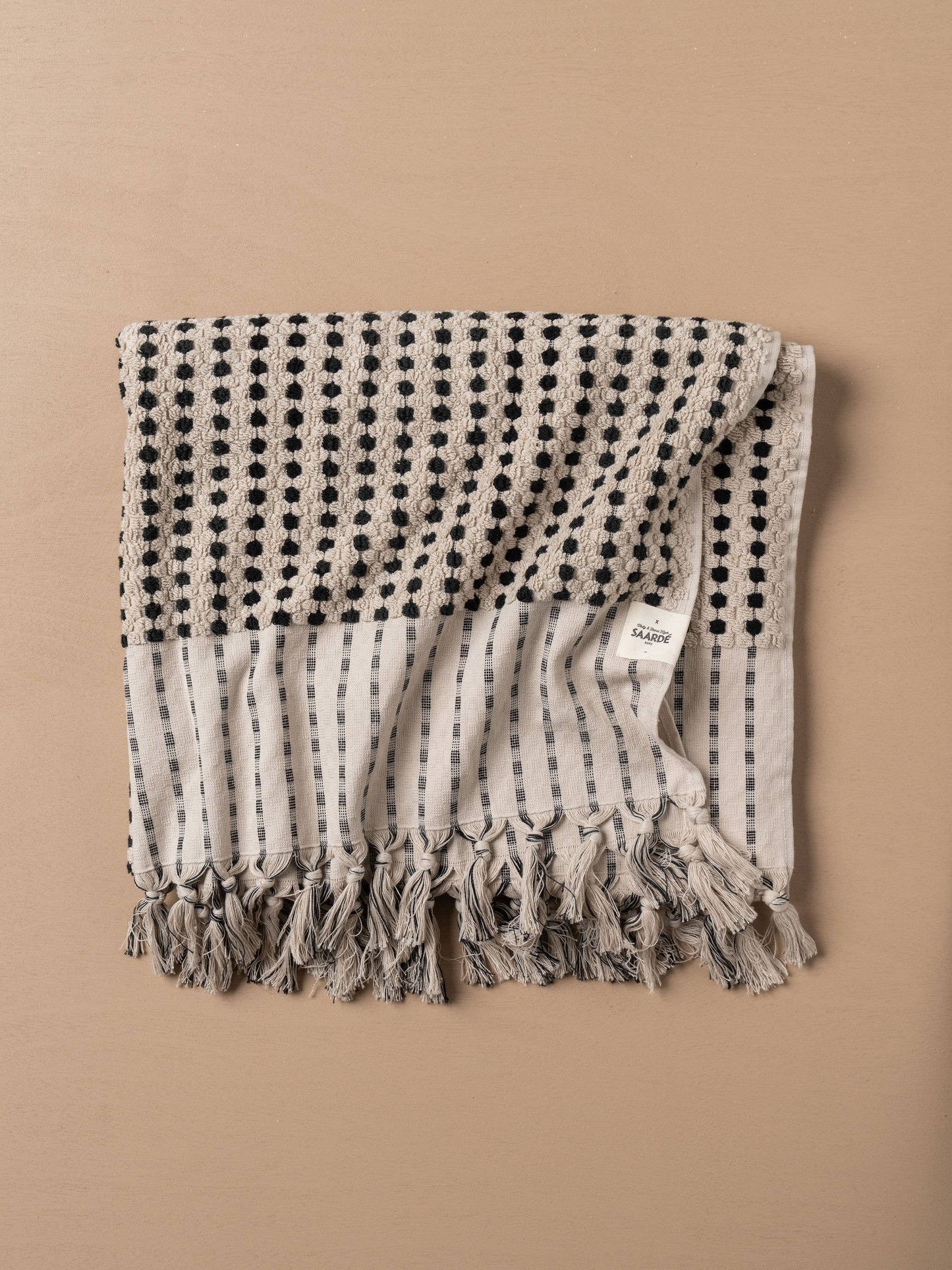 Chickpea Hand-Loomed Towel — Stone & Black