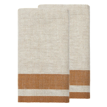 Gordes Linen Tea Towel Set — Natural & Tobacco